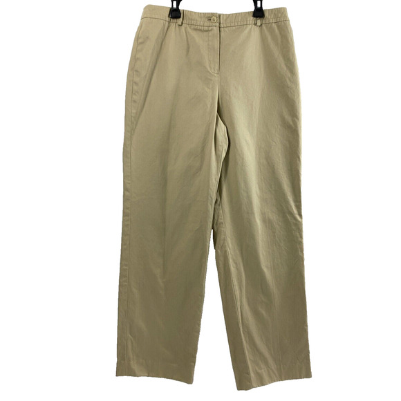 Talbots Khaki Pants Womens Size 10 Tan Chino Slacks Flap Back Pockets - Picture 1 of 8